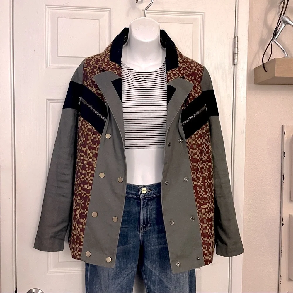 L.A.M.B Gwen Stefani Military Dbl Breasted Olive Green Technical Cargo Jacket 2